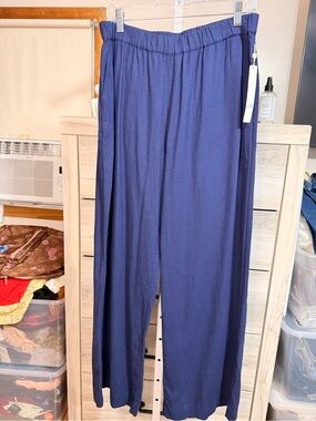 Caslon Navy Wide-Leg Elastic-Waist Pants - Size M